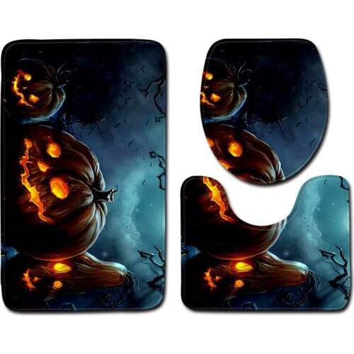 3pcs/set Vintage Cartoon Print Anti-slip Bathroom Floor Mat Home Decor Shower Non-Slip Rug Bath Door Mats Halloween