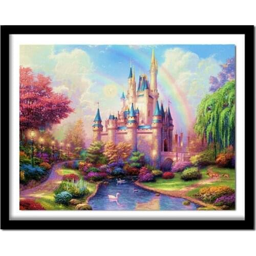 3D DIY Diamond Painting Cross Stitch Dream Castle Pattern Painting Diamond Embroidery Kids Gifts