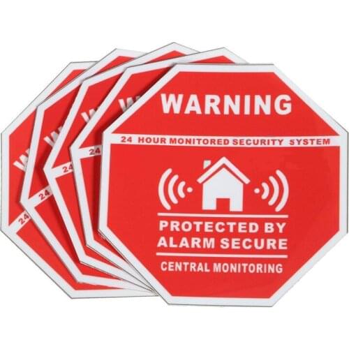 5pcs 7.5*7.5cm Home Alarm Security Decals Warning Signs Window Door Stickers
