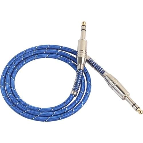 6.35mm to 6.35mm o Cable Male to Male For Electric Guitar Mixer Stereo Cable(1 Meter), Blue+Silver
