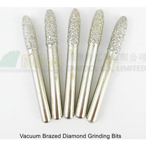 DIATOOL 5pcs #16 Vacuum Brazed Diamond Grinding Bits Rotary Engraving Bits Mounted Points