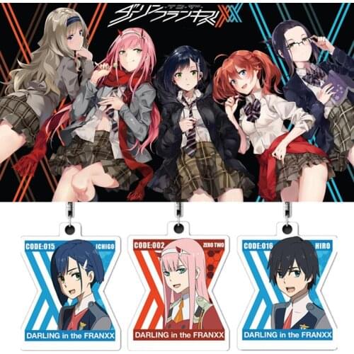 Anime DARLING in the FRANXX ZERO TWO CODE:002 Keychain Badge Accessories Cosplay Props Cartoon Backpack Pendant