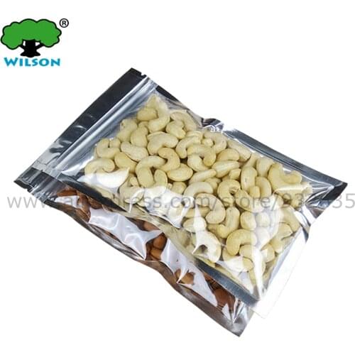 Big Size (Openning 20-30 cm ) Wholesale 50pcs Clear Foil Plastic Zip lock Clear Foil Bags One Side Clear Bag Free Shipping