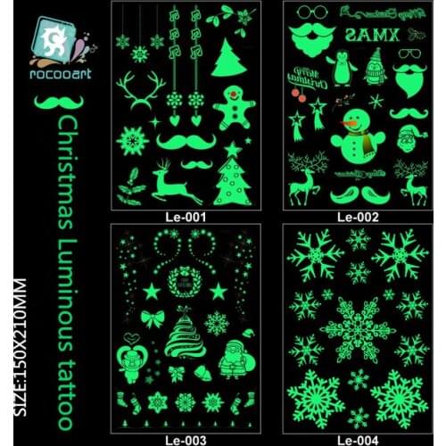 Big size Luminous Tattoo sticker For Christmas Day Glowing in the dark Paint Temporary Fake Flash Tattoo Stickers Children Taty