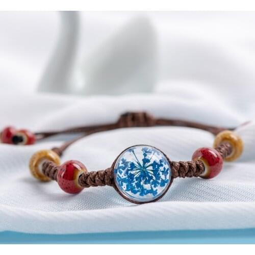 Flower in Glass Charms Bracelets Crystal Hand-made Transparency Charms Bracelets Original jewelry For women #EY309