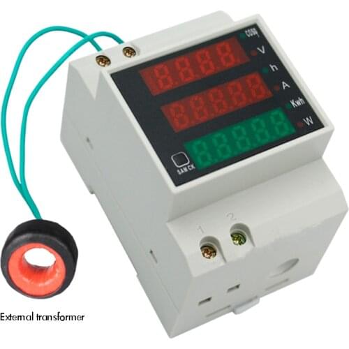 D52-2047 Digital Current Voltage Power Energy Meter Ammeter Voltmeter with Built-in/ External Transformer, 80-300V 200-450V 100A