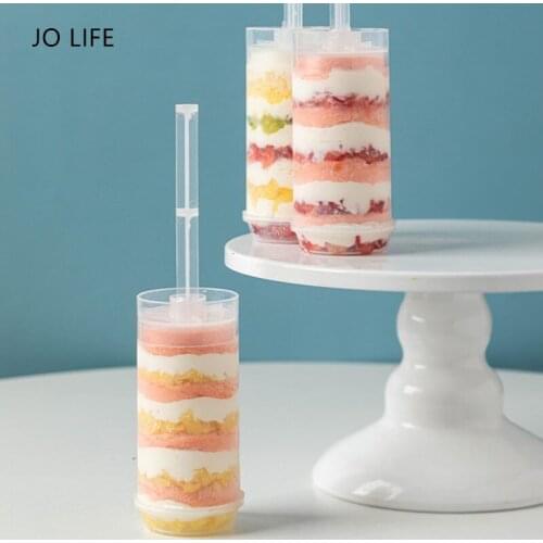 JO LIFE 10pcs/set Pushable Cake Holders Dessert Baking Decoration Tool Set Push Cake Mold Cylinder Shaped Cake Pusher Pops