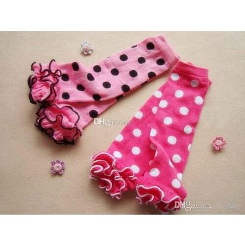 Free Fedex UPS Baby Polka Dot Leg Warmers With Cotton Ruffle Kids girl boy Ruffle Leggings Toddler Knee Pads 10colors choose