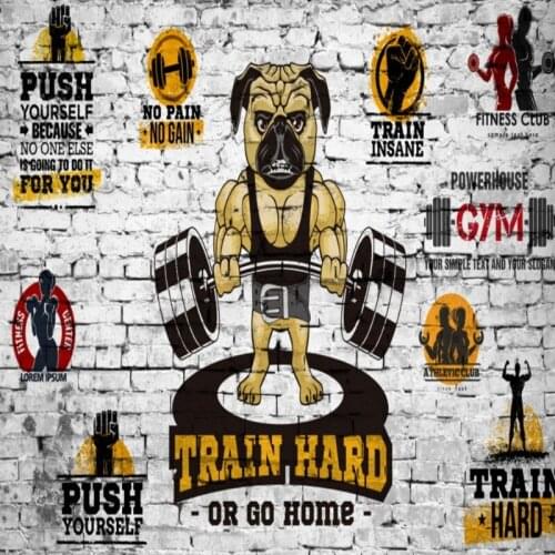 Dropshipping Colomac Brick Wallpaper Personality Creative Gym Bodybuilding Cartoon Doggy 3d Mural Wall Wallpaper Papel Tapiz
