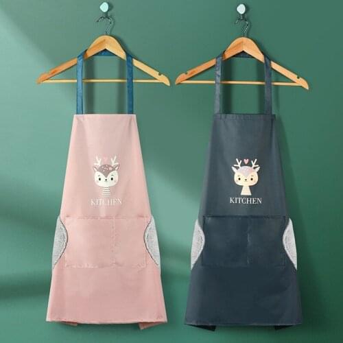 Adult Aprons Cartoon Waterproof Oil Proof Side Wiper Design Apron Daily Home Kitchen Supplies Comfortable Aprons