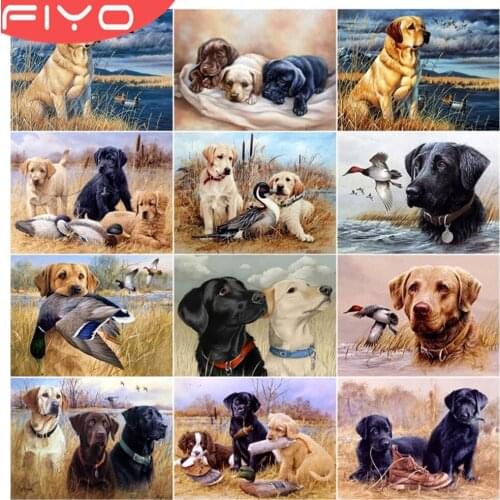 FIYO 5D DIY Full Square/Round Diamond Painting Dog Duck Lake Rhinestone Embroidery Cross Stitch Home Art Hanging Pictures Gift
