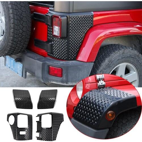 Kit For Jee Wrangler JK 2007-2017 Black ABS Front &Rear Corner Armor Tail light Cover Panel Guard Trim Car Exterior Accessories