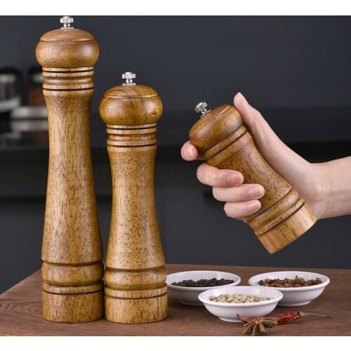 Pepper Grinder Solid Wood Hand-Held Spice Grinder With Strong Adjustable Ceramic Core Grinder Kitchen Cooking Accessories