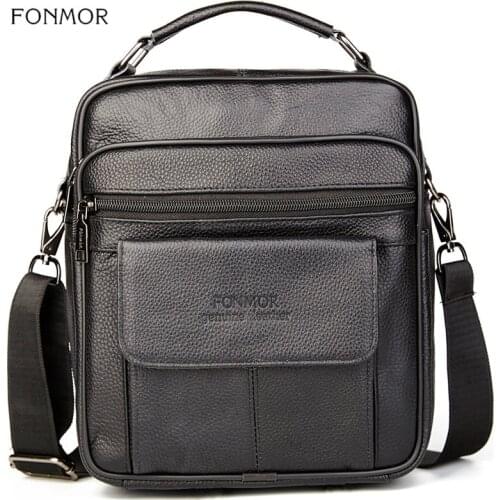 FONMOR Genuine Leather Men Messenger Bags Brand Mens Crossbody Bags Business Casual Handbag Large Capacity Male Shoulder Bag