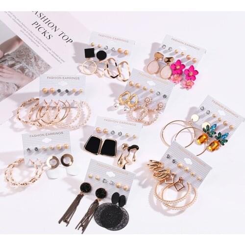 Tassel Acrylic Earrings For Women Bohemian Earrings Set Big Geometric Drop Earring 2020 Pearl Earrings Set DIY Fashion Jewelry