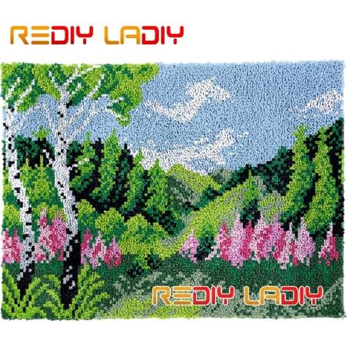 Latch Hook Rug Kits Valley Birchs Plush Wall Tapestry DIY Carpet Rug Thick Yarn Arts Cushion Crochet Floor Mat Home Decor Gifts