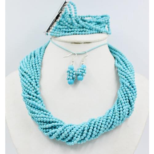 Very Very Nice Beatiful 6mm 20strands African Wedding Bridal Natural stone Coral Jewelry Set necklace bracelet and earrings set