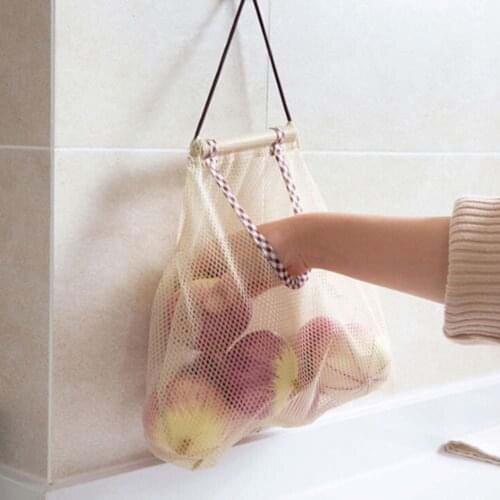 Fruit Vegetable Garlic Onion Hanging Storage Bag Breathable Reusable Mesh Bags Organizer Home Kitchen Accessories