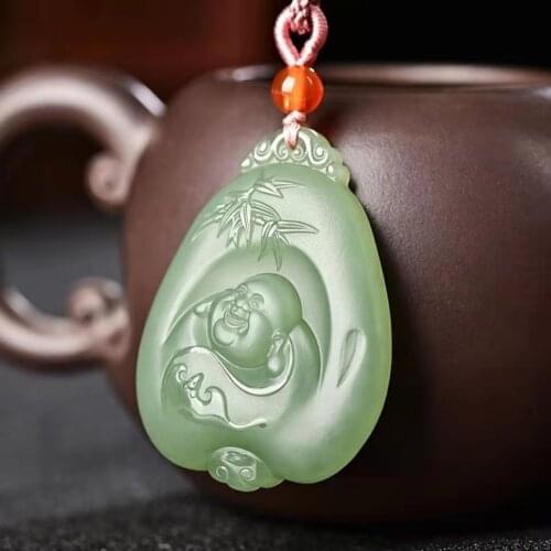Natural A hetian jade carving jade Buddha green jade pendant unique design jadeite jade necklace men jewelry women pendants