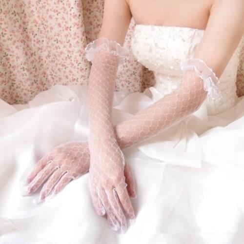 Sheer Tulle Gloves Ultra Thin Gloves Elbow Long Lace Gloves Photo Shooting Accessory Gloves for Fashion 44cm