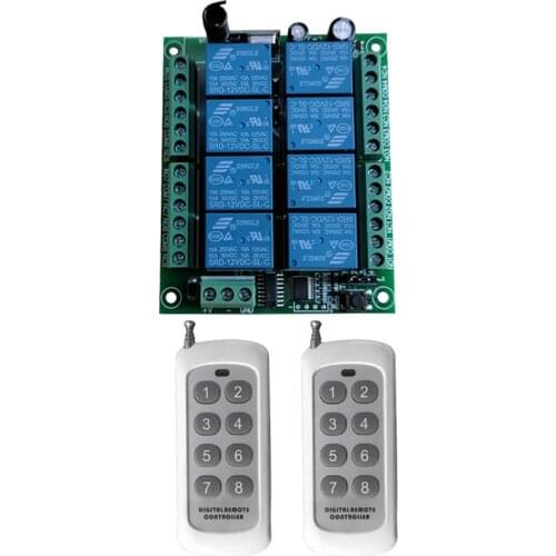 DC 12V 24V 8 CH Channels 8CH RF Wireless Remote Control Switch Remote Control System receiver transmitter 8CH Relay 315/433 MHz