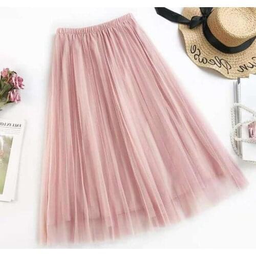 Sexy Summer New Net Yarn Skirt Transparent Mesh Skirt Perspective Half Skirt Women Tulle Skirts Faldas Largas Mujer Women Skirts