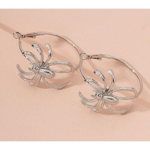 2021 Ins Gold Gun Metal Spider Irregular Minimalism Minimalist Hoop Earrings Trendy Korean Fashion Women Chic Party Jewelry