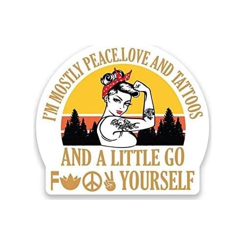 SZWL Personality Decal Love Tattoos and A Little Go F@ck Yourself Vinyl Car Sticker for Van SUV Window Wall Laptop,12cm*12cm