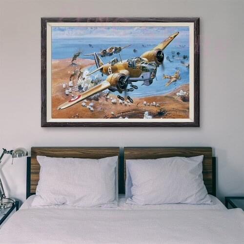 T059 War Plane Flight Operations Retro Classic Painting 18 Custom Silk Poster Home Deco Wall Art Christmas Gift