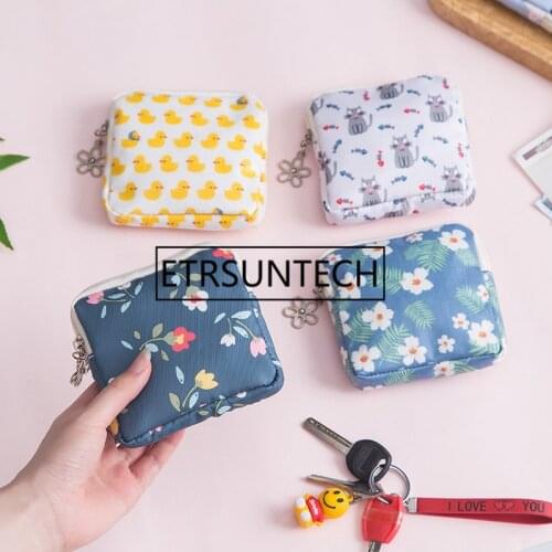 100pcs Fabric Money Coin Storage Pouch Zipper Storage Bags Sanitary Bag Credit Card Household Storage Organization