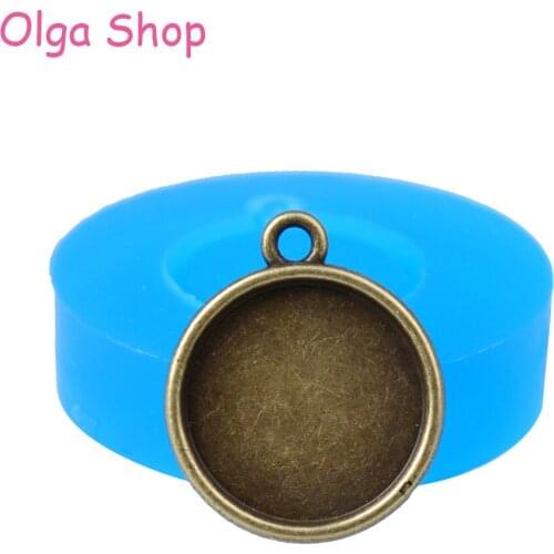 OYL093 19.7mm Round Mirror Frame Pendant Silicone Mold - Cake Decoration, Fondant Craft, Gum Paste, Jewelry, Candy, Resin Clay