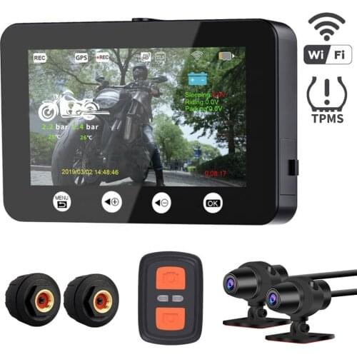 Dual Camera Motorcycle Video Recorder Car Dvr Durable Driving Recorder Night Vision Dash Cam Motor Recorders with GPS and TPMS