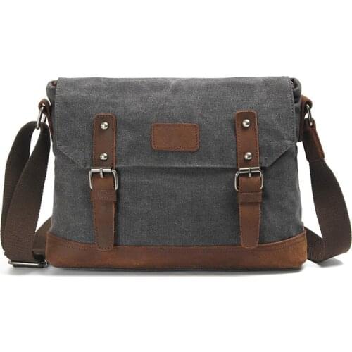 Oil Wax Canvas Men Vintage Messenger Bag, Leather Laptop Briefcase, Sling Crossbody Bags