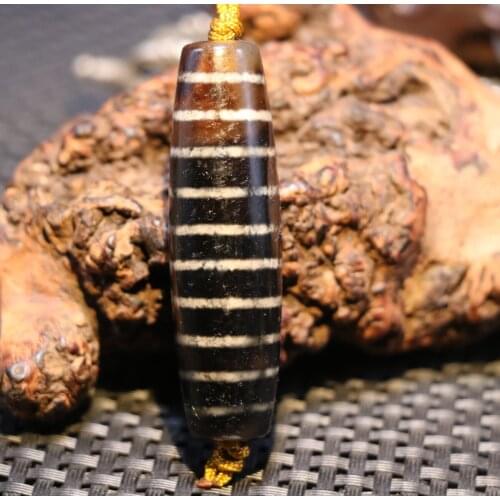 Magic Power Tibetan old Agate 10 Line Healer Medicine dZi Bead Pendant Amulet A+ Timestown UPD22