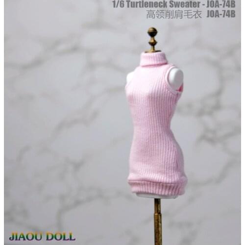 1/6 Scale Female black pink color JOA-74 sleeveless High-necked Sweater dress clothes for 12 inches Action Figure