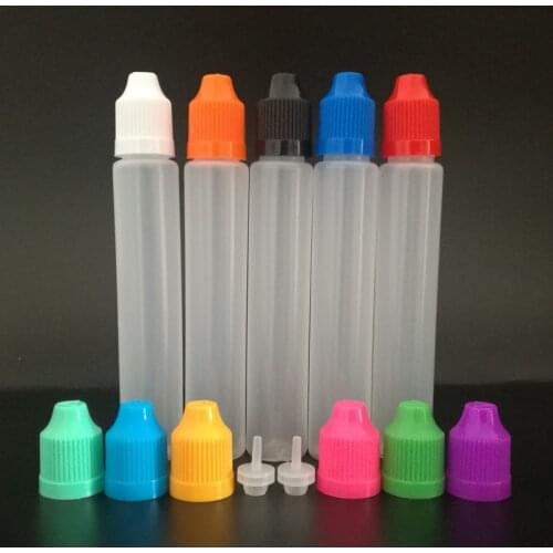 100pcs 30ml Pen Shape Bottle With Childproof Caps And Needle Tips, Empty Long Soft Dropper Bottle For E Liquid E juice Nail Gel