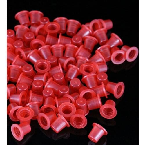 100Pcs Plastic 12X8X9mm Tattoo accesories Red Color Cups Caps Tattooing Supplies