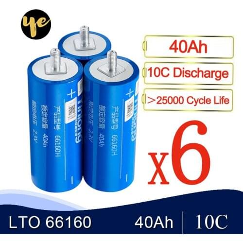 18pcs 66160 Lithium Titanate Cell LTO 2.3V 30AH 35AH 40AH 25000 Cycle Life for 12V 24V 36V 48V DIY Battery Pack