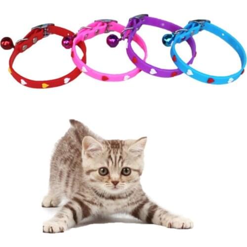 2020 High Quality Pet Love Adjustable Colorful Collar Bell Pet Cat Dog Love Hearts Patterns Silicone Colorful Collar Kragen