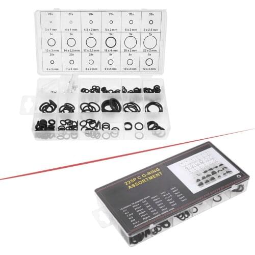 225Pcs 18 Sizes Rubber O-Ring Tap Washers Gasket Set Kit Seal Assorted Plumbing Plumber Assortment Kit with Plastic Storage Box