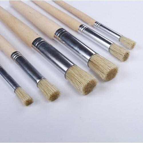 6pcs/set Watercolor Painting Stencil Brush Different Size Wooden Handle Kids Student Professional Art Supplies