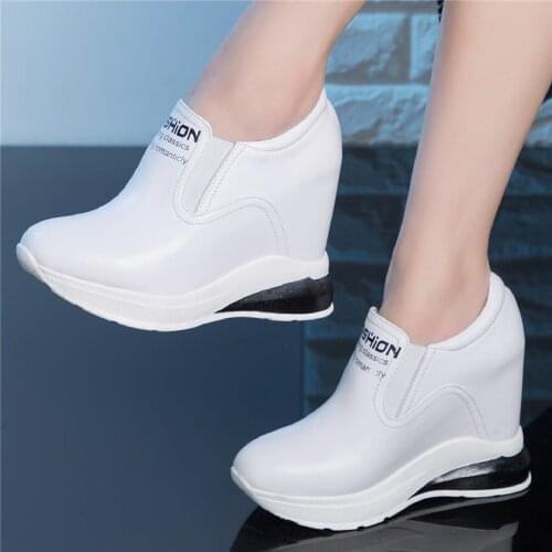 Women Cow Leather Wedges Platform Evening Party Pumps Round Toe High Heel Travel Ankle Boots Girls Low Top Trainers Casual Shoes