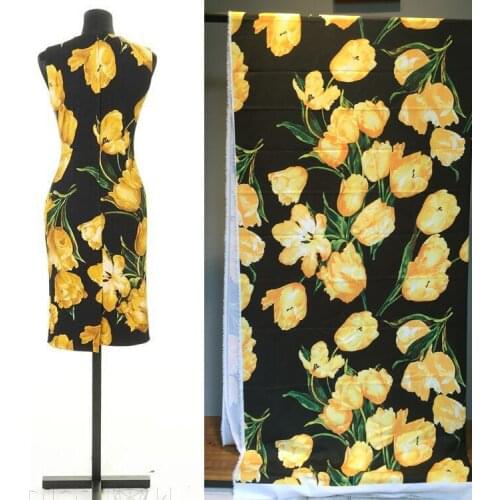 D brand summer printed fabric four-sided stretch polyester sewing skirt fabric designer printed fabric high-end womens