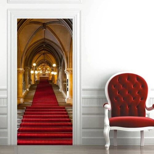 Sea View Door Stickers Sunny Clouds Blue Sea Bedroom Living Room Decoration Bathroom Waterproof Door Decals Two-Pieces Set