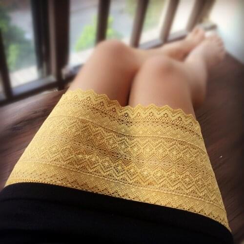 16cm 2meters/lot Ginger Golden Elastic Lace Fabric,DIY Garment Accessories,Sewing Swiss Trim Wedding Lace Material Z1328