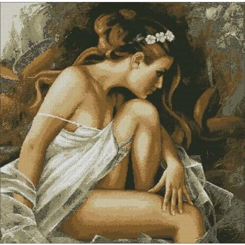 Elegant Beauty Balerina Lady Woman Cross Stitch Kits Crafts Top Quality Embroidery Needlework DIY 14CT Unprinted Decor Handmade