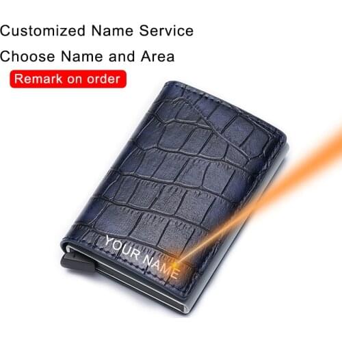 Customize Card Holder Wallet Mens Fashion Engraving Wallets Male Magic Trifold Leather Slim Mini Wallet Personalized Money Bag