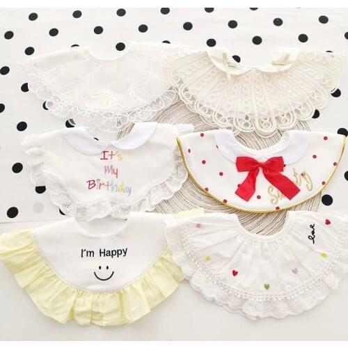 INS Korean Princess Bib 0-3T Baby Saliva Towel Round Baby Thickened Bib Cotton Infant Bib Fake Collar