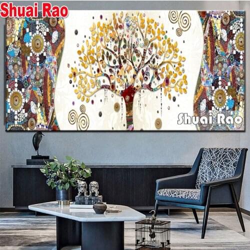 China Feng Shui,Diamond Painting Full Drill Mosaic Diamond Abstract Money Tree Embroidery Cross Stitch large size Entrance decor