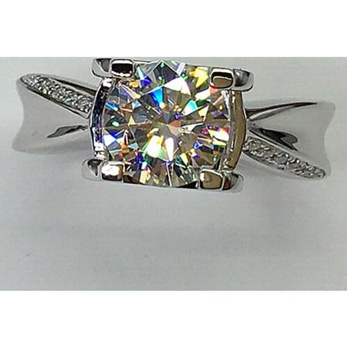 10K Au417 White Gold Women Wedding Party Engagement Ring 1 2 3 4 5 Carat Round Moissanite Diamond Ring V Crown Trendy Classic